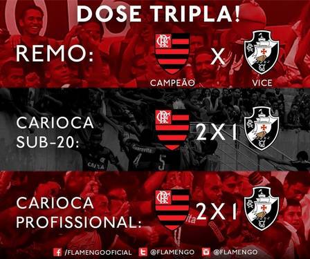 Após vitórias sobre Vasco no domingo, Flamengo cutuca o rival: ‘Dose tripla’