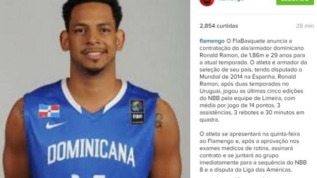 Basquete: Flamengo contrata ala dominicano Ronald Ramon