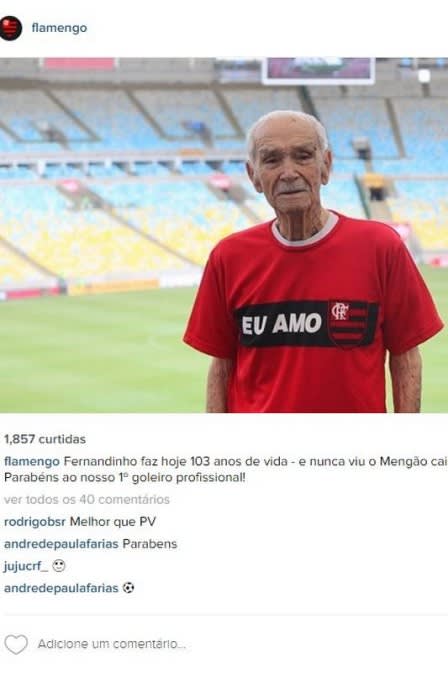 Flamengo comemora aniversário de 103 anos do seu primeiro goleiro e provoca rivais: Nunca viu o Mengão cair