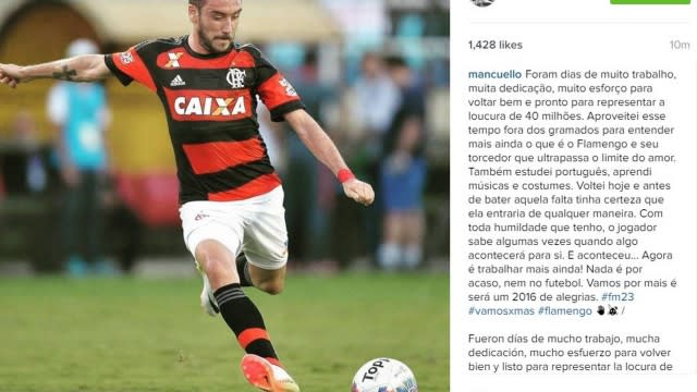 Mancuello, do Flamengo, diz em desabafo que sabia que faria gol de falta