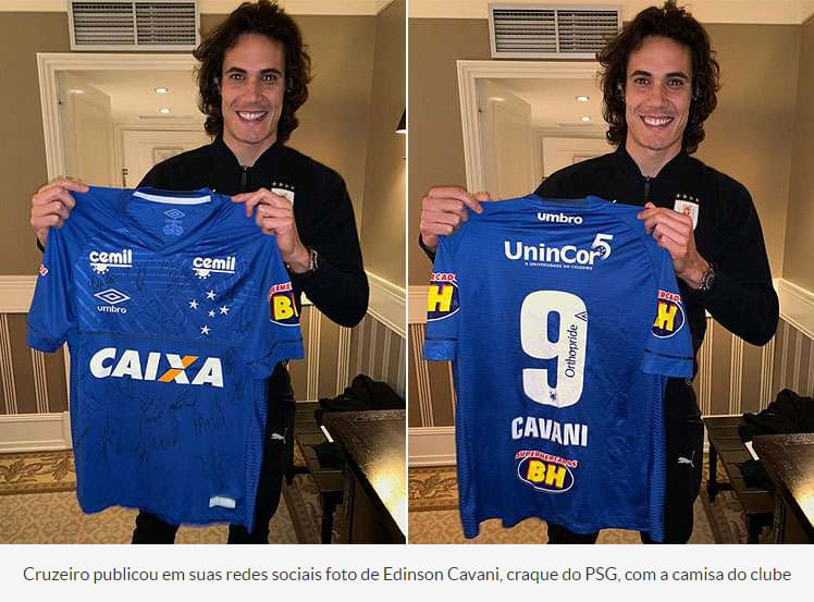 Presente de Arrascaeta: Cavani recebe camisa personalizada do Cruzeiro