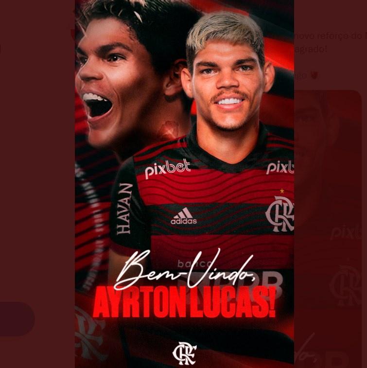 Flamengo anuncia contratação de Ayrton Lucas, lateral emprestado pelo Spartak Moscou