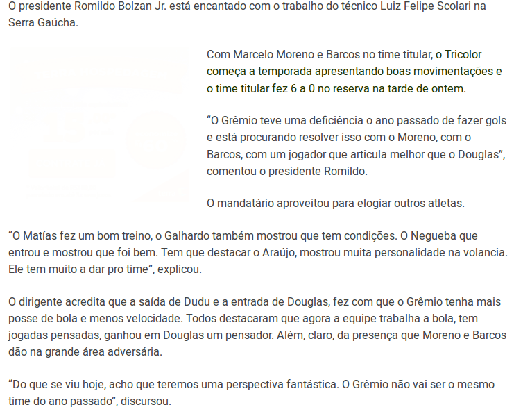 Dirigentes estão encantados com o novo Grêmio de 2015