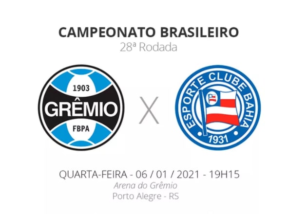 Grêmio x Bahia: veja onde assistir, escalações, desfalques e arbitragem