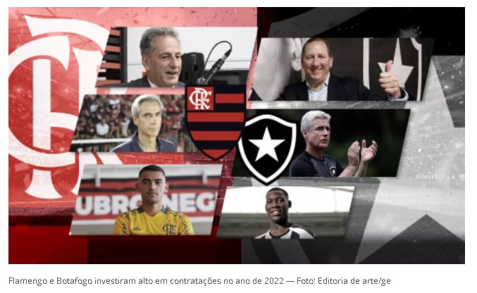 Flamengo e Botafogo se aproximam em gastos com atletas em 2022