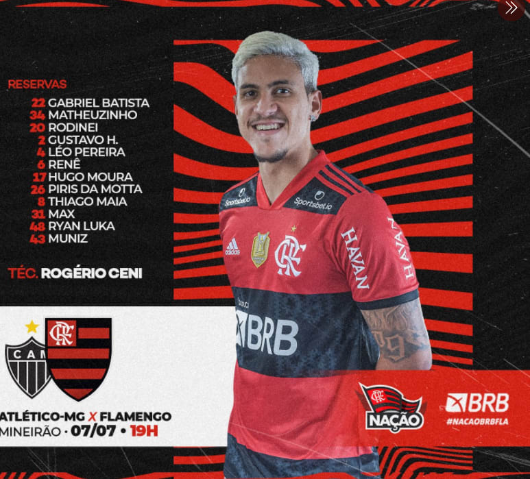 FLAMENGO ESCALADO! VEJA O TIME DO MENGÃO PARA ENFRENTAR O ATLÉTICO-MG