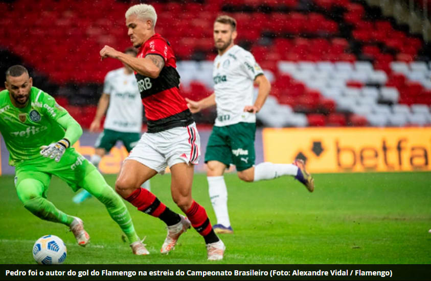 Com gol de Pedro, Flamengo vence o Palmeiras na estreia do Brasileirão