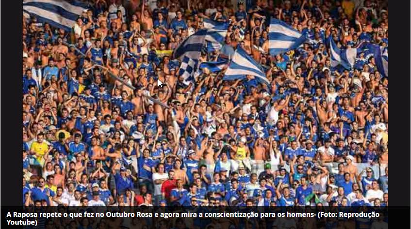 Cruzeiro fará ação pelo Novembro Azul no duelo com o Corinthians