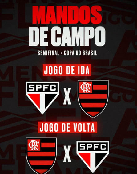 Flamengo decidirá vaga na final na Copa do Brasil em casa contra o São Paulo