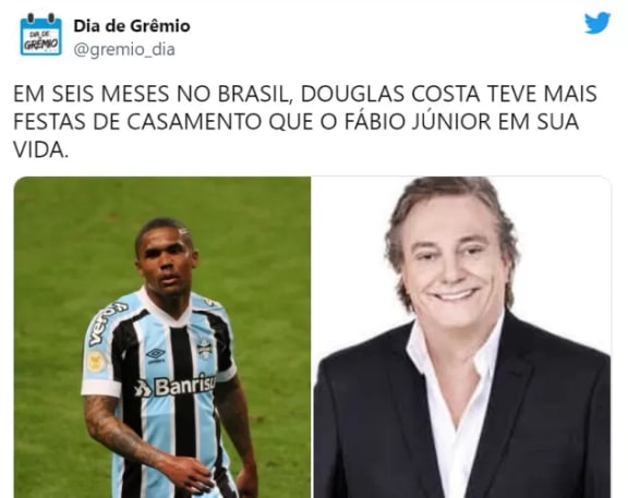 550 casamentos de Douglas Costa viram meme nas redes socias, noiva a perfil no Instagram