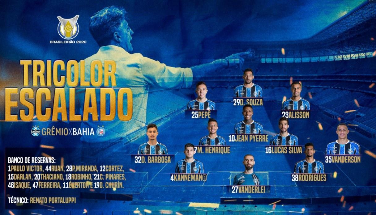 Confira a escalação do Grêmio!!!