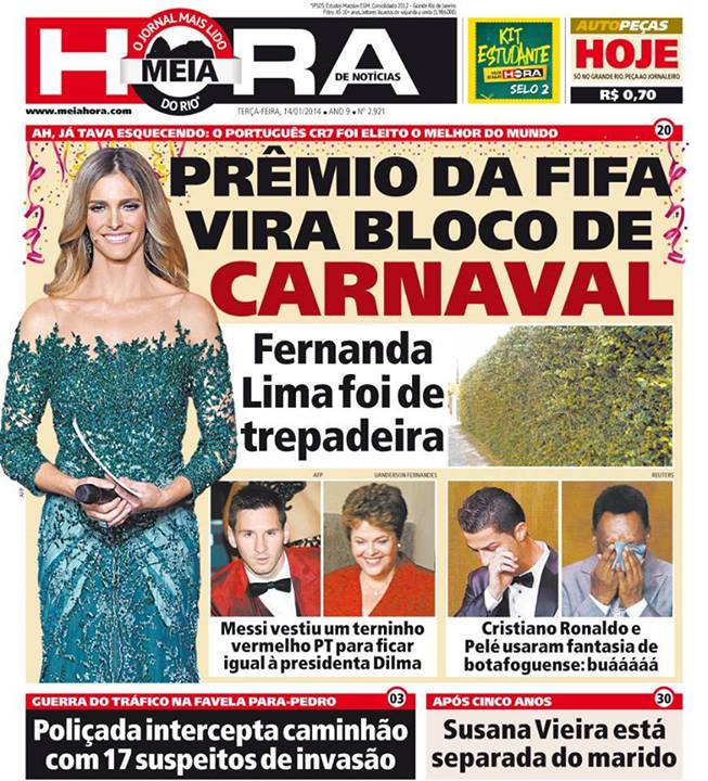 Jornal ironiza Bola de Ouro “carnavalesca” e sobra para o Botafogo