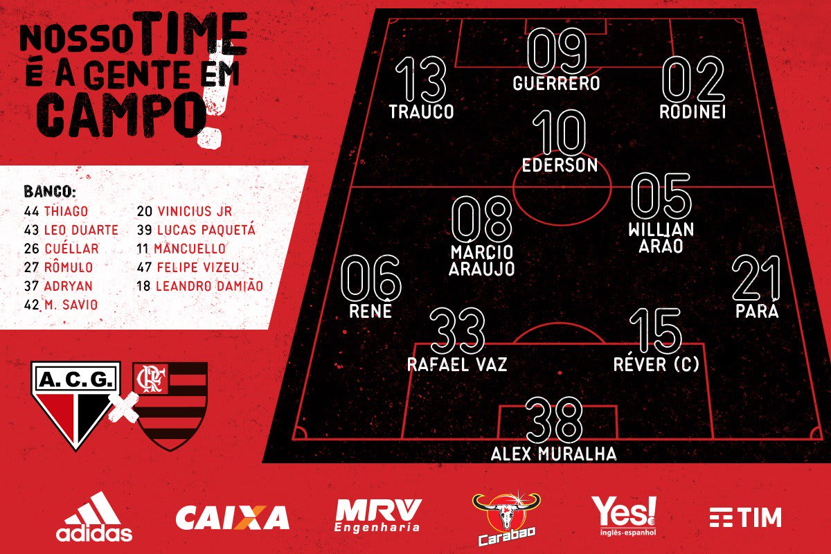 Escalação Oficial:  Atlético-GO x Flamengo - Copa do Brasil