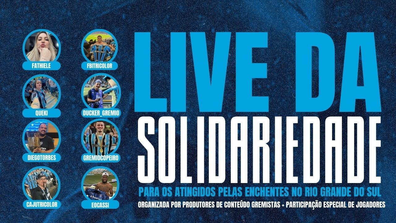 Live solidária do Portal do Gremista em parceria com o Grêmio arrecada fundos.