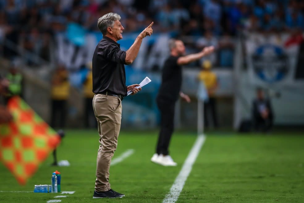 Renato Portaluppi em vitória do Grêmio — Foto: Lucas Uebel/Grêmio