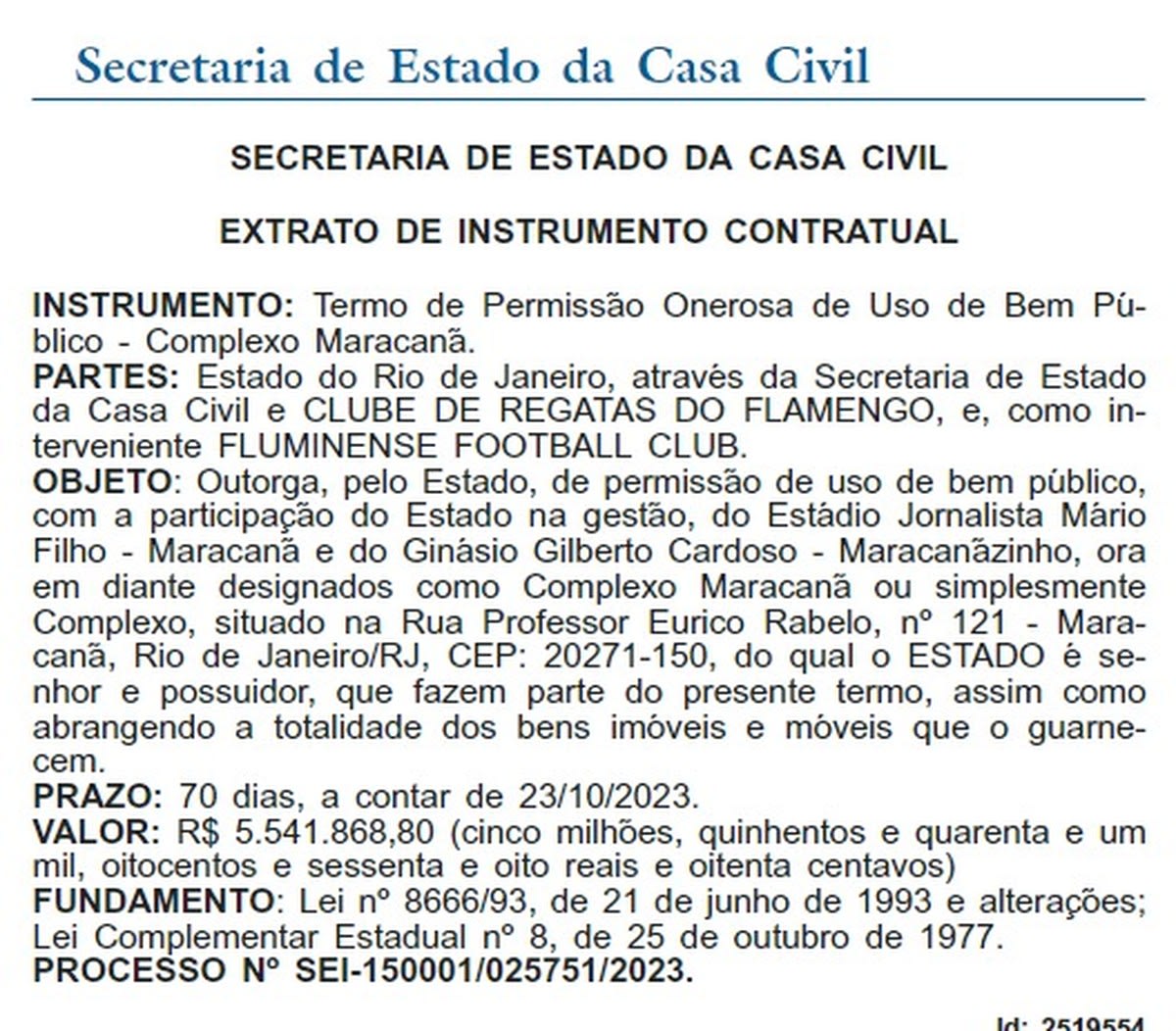 Governo publica aditivo de 70 dias de permissão de uso do Maracanã para Flamengo e Fluminense