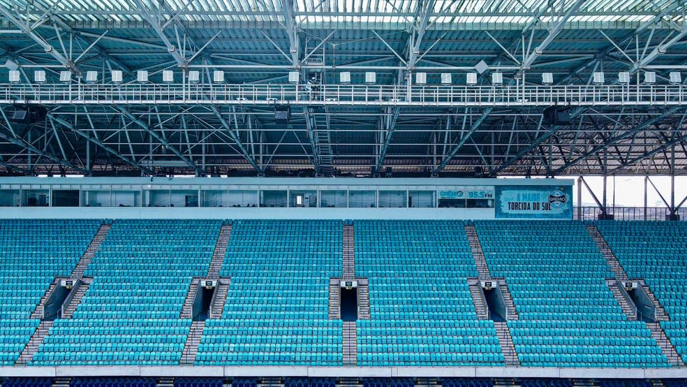 Refletores na Arena do Grêmio — Foto: Divulgação/Arena do Grêmio