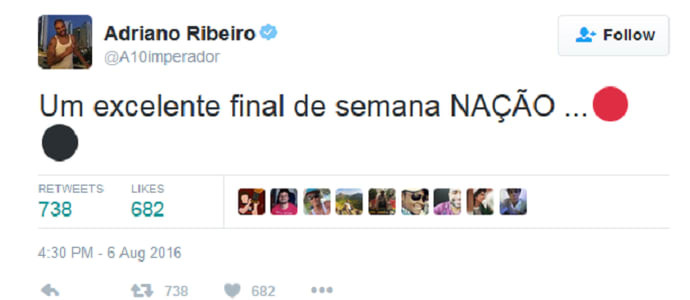 Ídolo do Flamengo, Adriano não esquece do seu time do coração