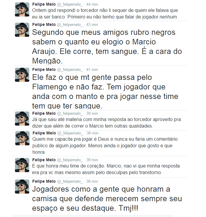 Felipe Melo se retrata após comentário sobre Márcio Araújo: A cara do Mengão