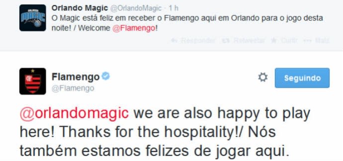 Na web, Magic se diz feliz em receber o Fla, e time carioca retribui gentileza