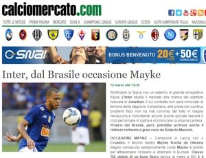 Site italiano coloca o lateral Mayke em lista de reforços do Inter de Milão