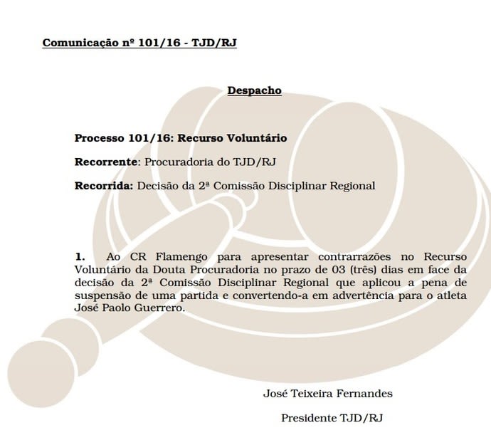 Guerrero, do Flamengo, será julgado novamente pelo TJD na próxima terça