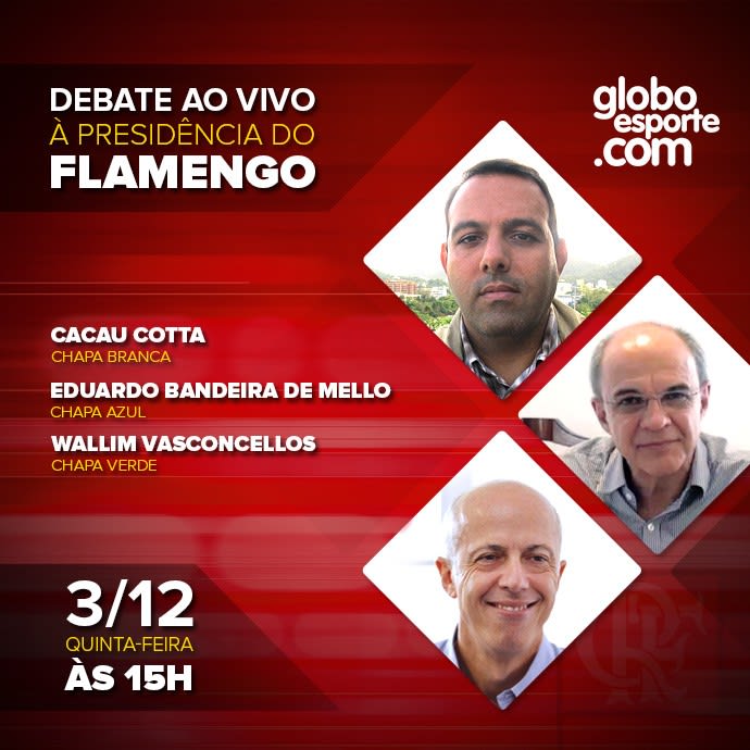 Transmissão ao vivo! Assista ao debate presidencial do Flamengo nesta quinta