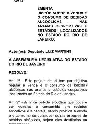 Alerj votará na terça-feira a liberação da cerveja nos estádios do Rio de Janeiro