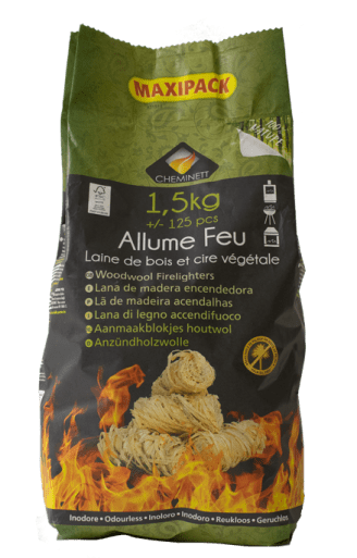 Cheminett - Allume feu Laine de Bois 100% Végétal - 1,5 Kg