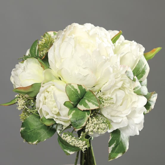 DPI - Bouquet de pivoines artificielles Blanc H.20 cm