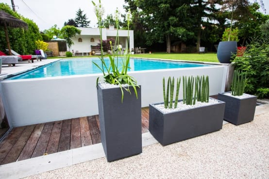 Jardinière rectangulaire graphit gris L99.5 x l39.5 x H43.5 cm - Jardiland