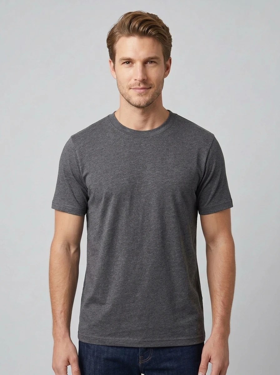 Essential Cotton Crewneck T-Shirt (Charcoal Grey)