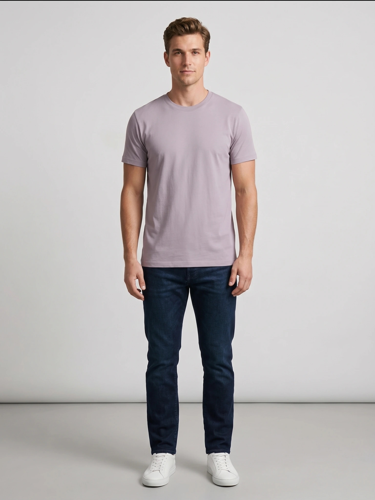 Essential Cotton Crewneck T-Shirt (Beige) thumb 2