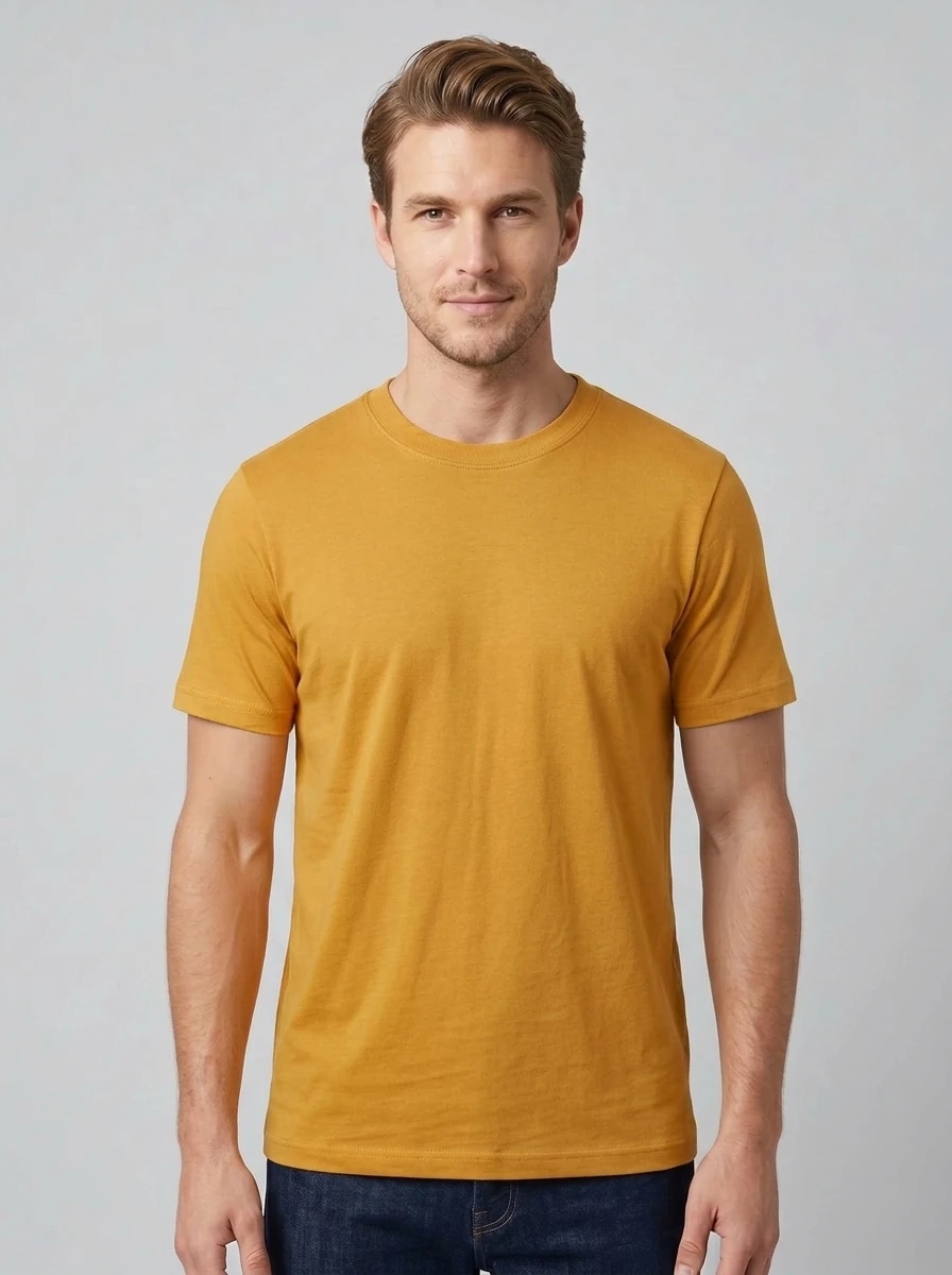 Essential Cotton Crewneck T-Shirt (Mustard)