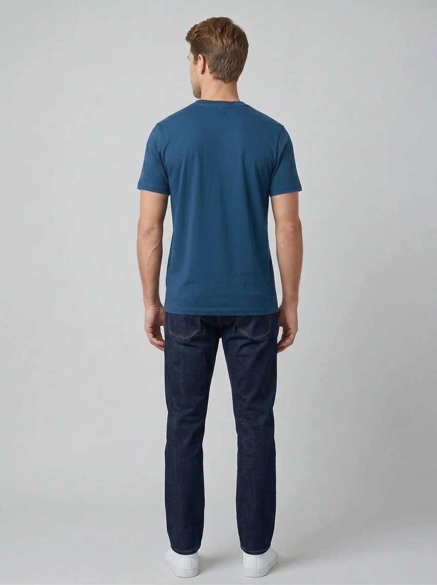 Essential Cotton Crewneck T-Shirt (Poseidon Blue) thumb 3