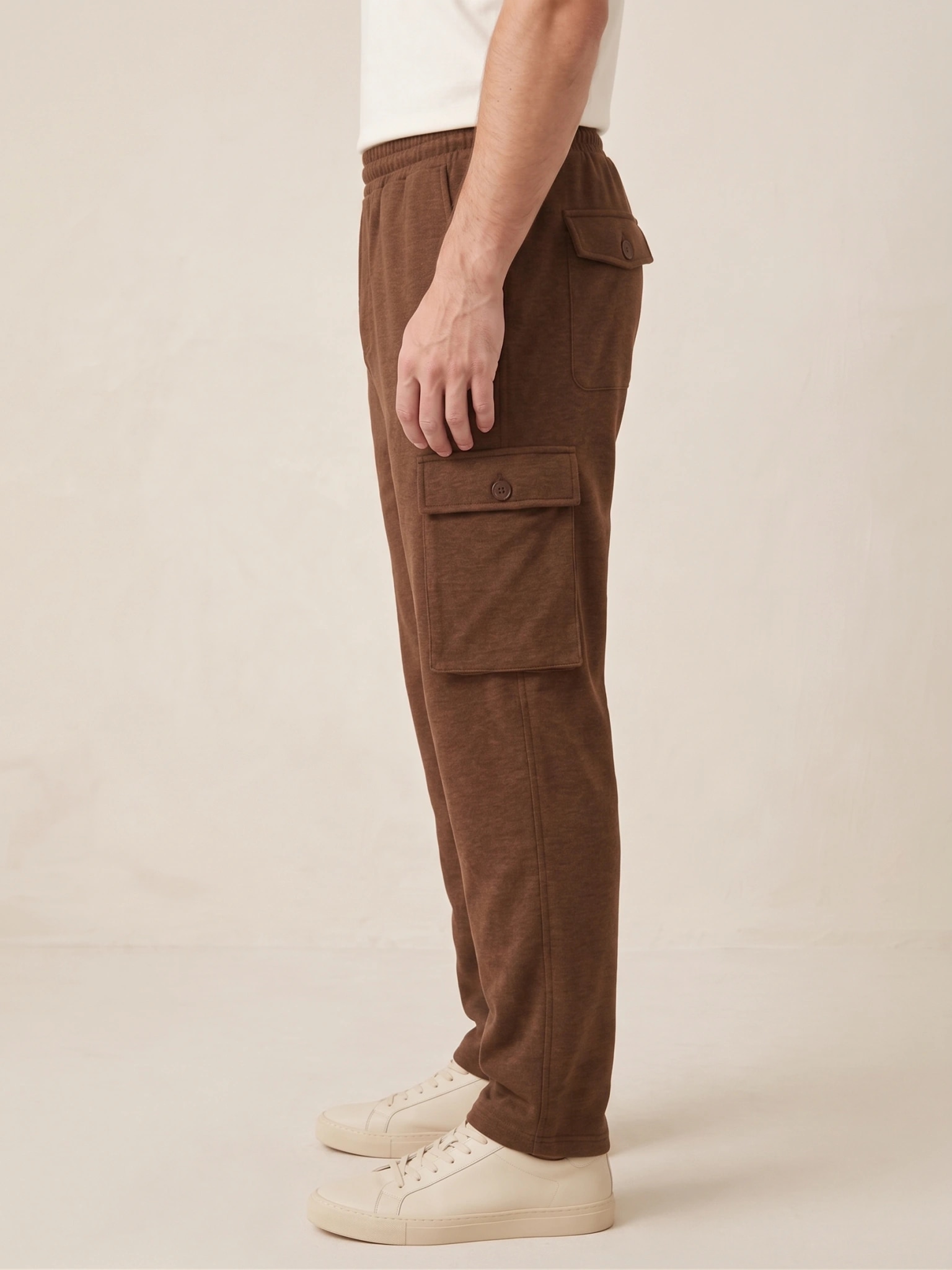 Straight-Fit Fleece Cargo Pants (Chocolate Brown) thumb 2