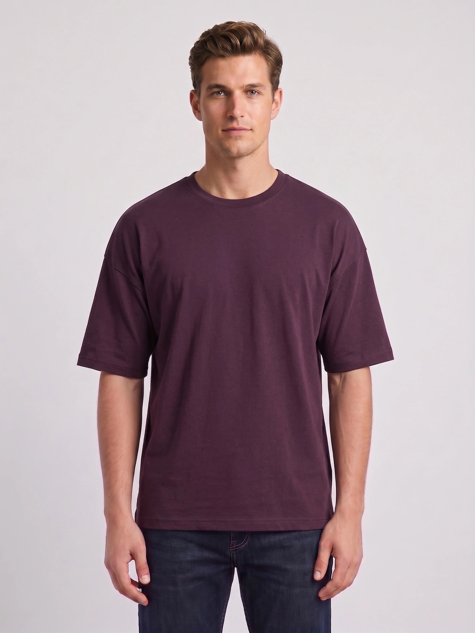 Heavyweight Drop-Shoulder T-Shirt (Burgundy Maroon)