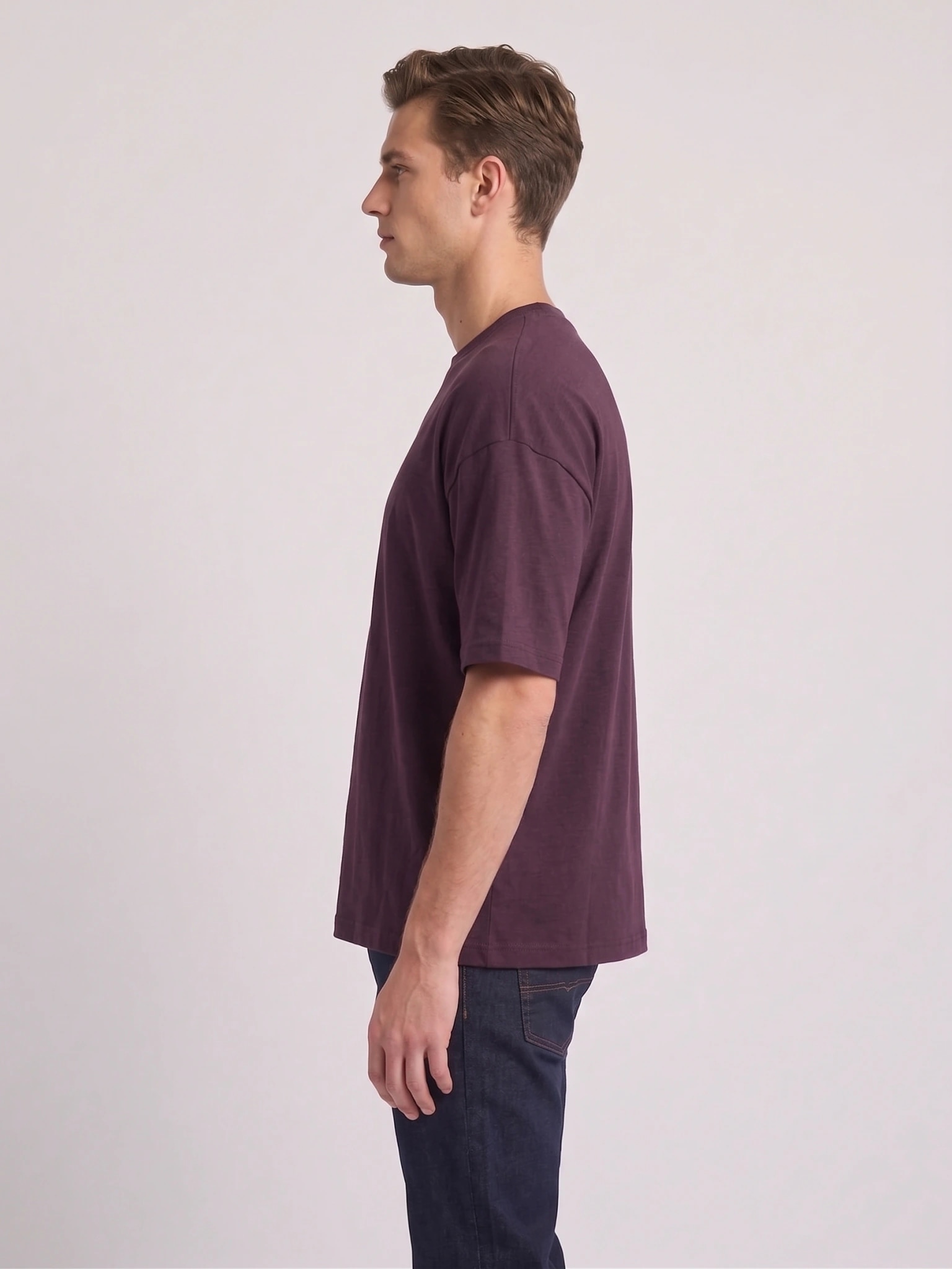 Heavyweight Drop-Shoulder T-Shirt (Burgundy Maroon) thumb 2