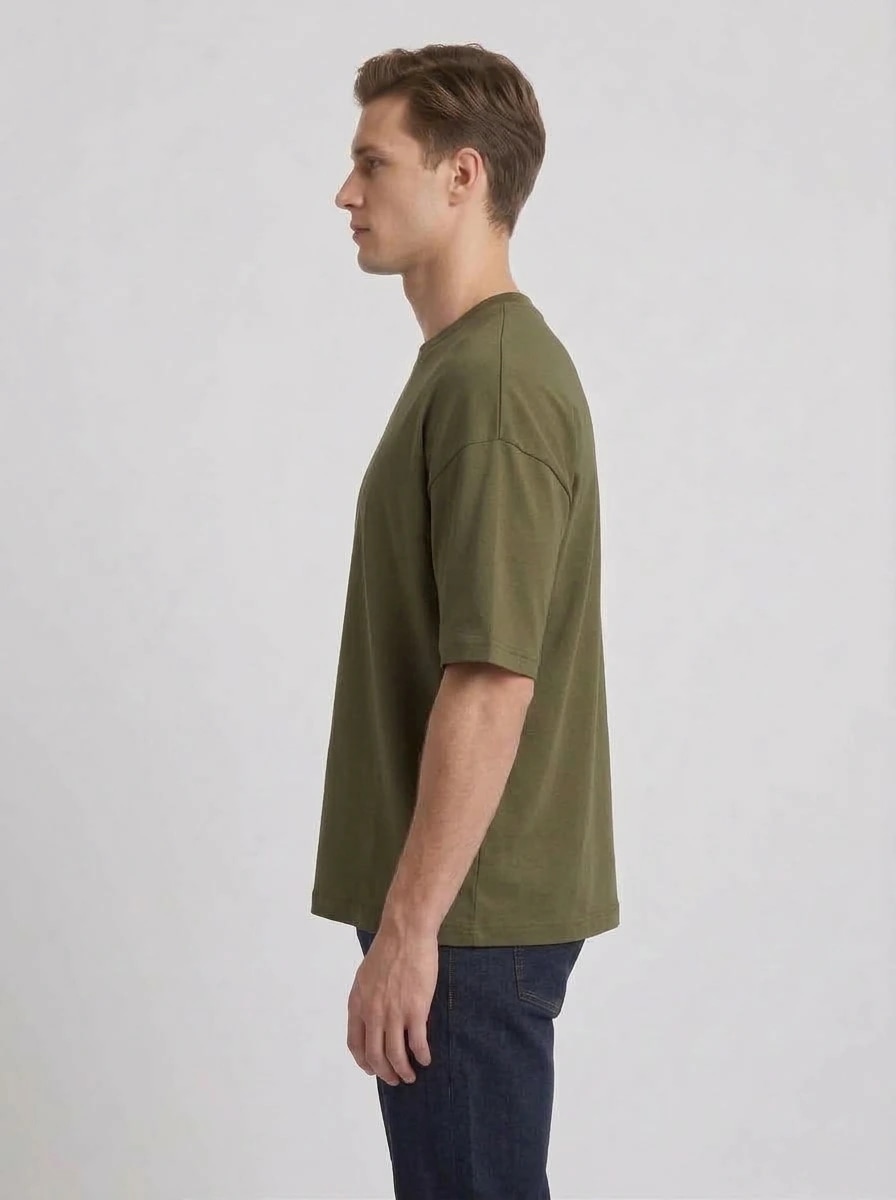 Heavyweight Drop-Shoulder T-Shirt (Military Olive) thumb 2