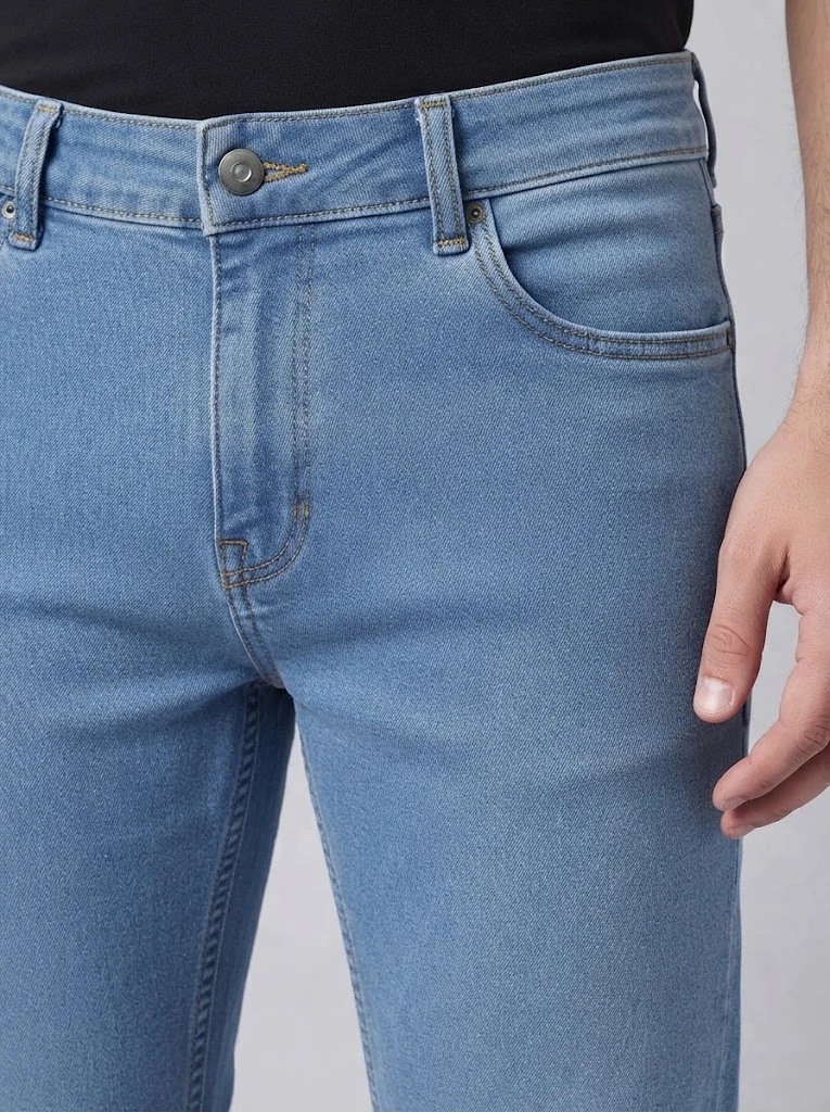 Light Blue Stretch Denim Jeans thumb 4