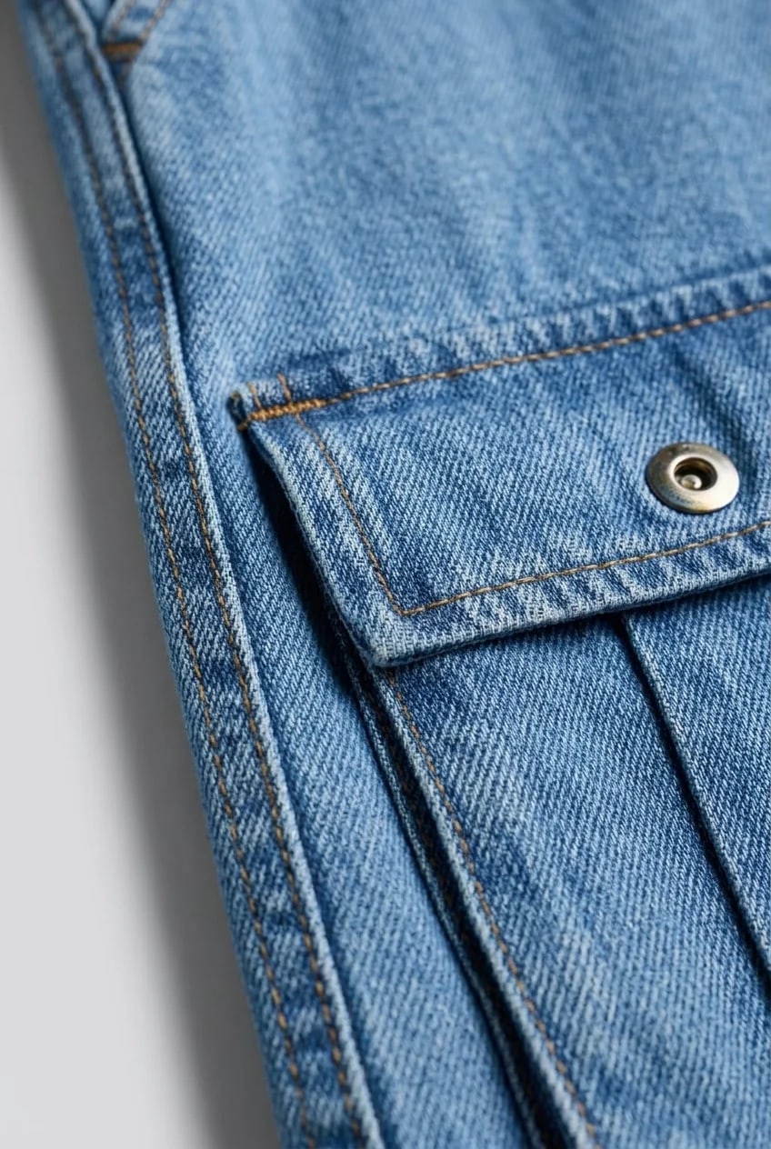 Vintage Wash Baggy Cargo Jeans (Light Blue) thumb 4