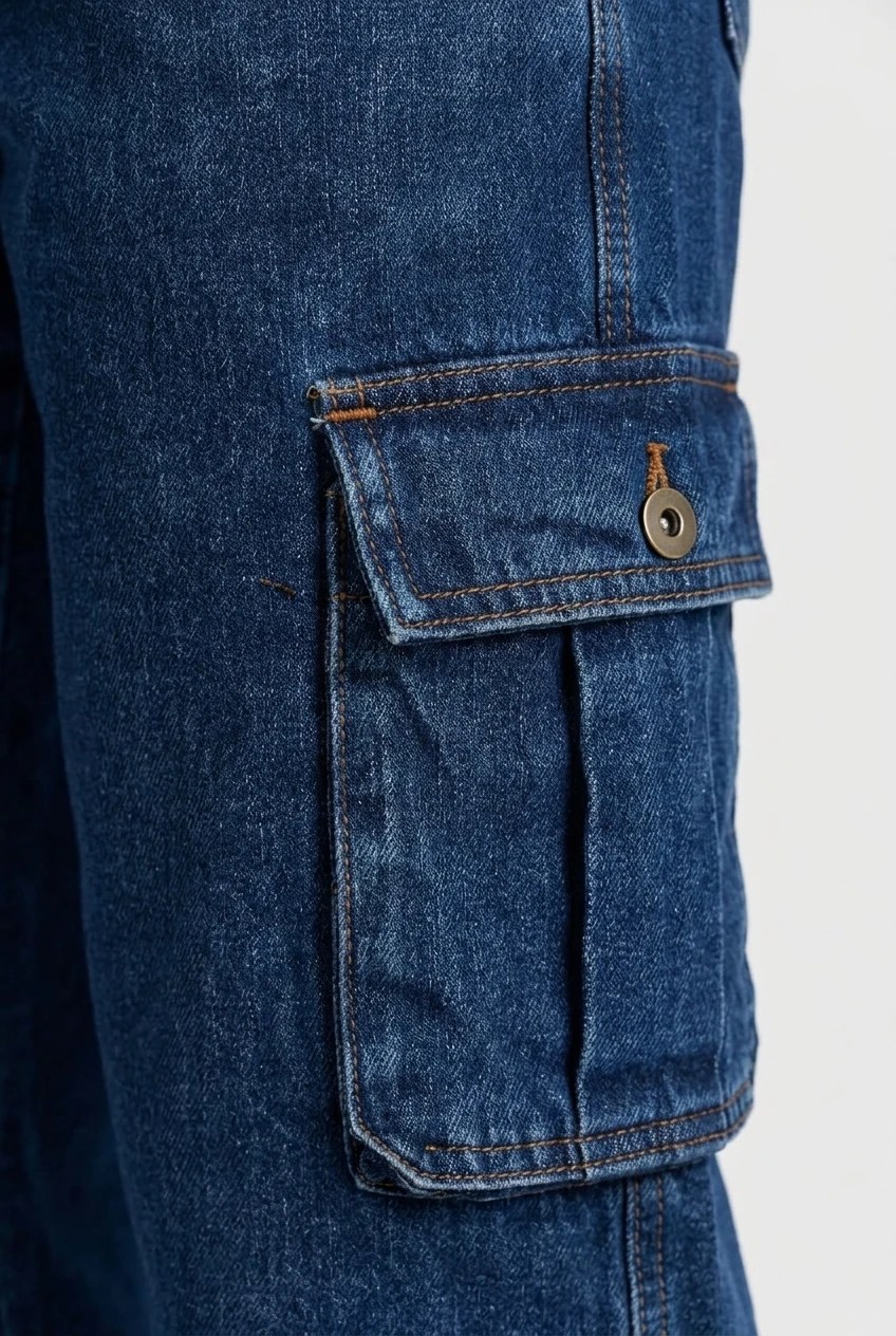 Deep Indigo Baggy Cargo Jeans thumb 4