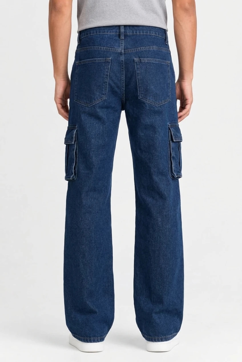 Deep Indigo Baggy Cargo Jeans thumb 3
