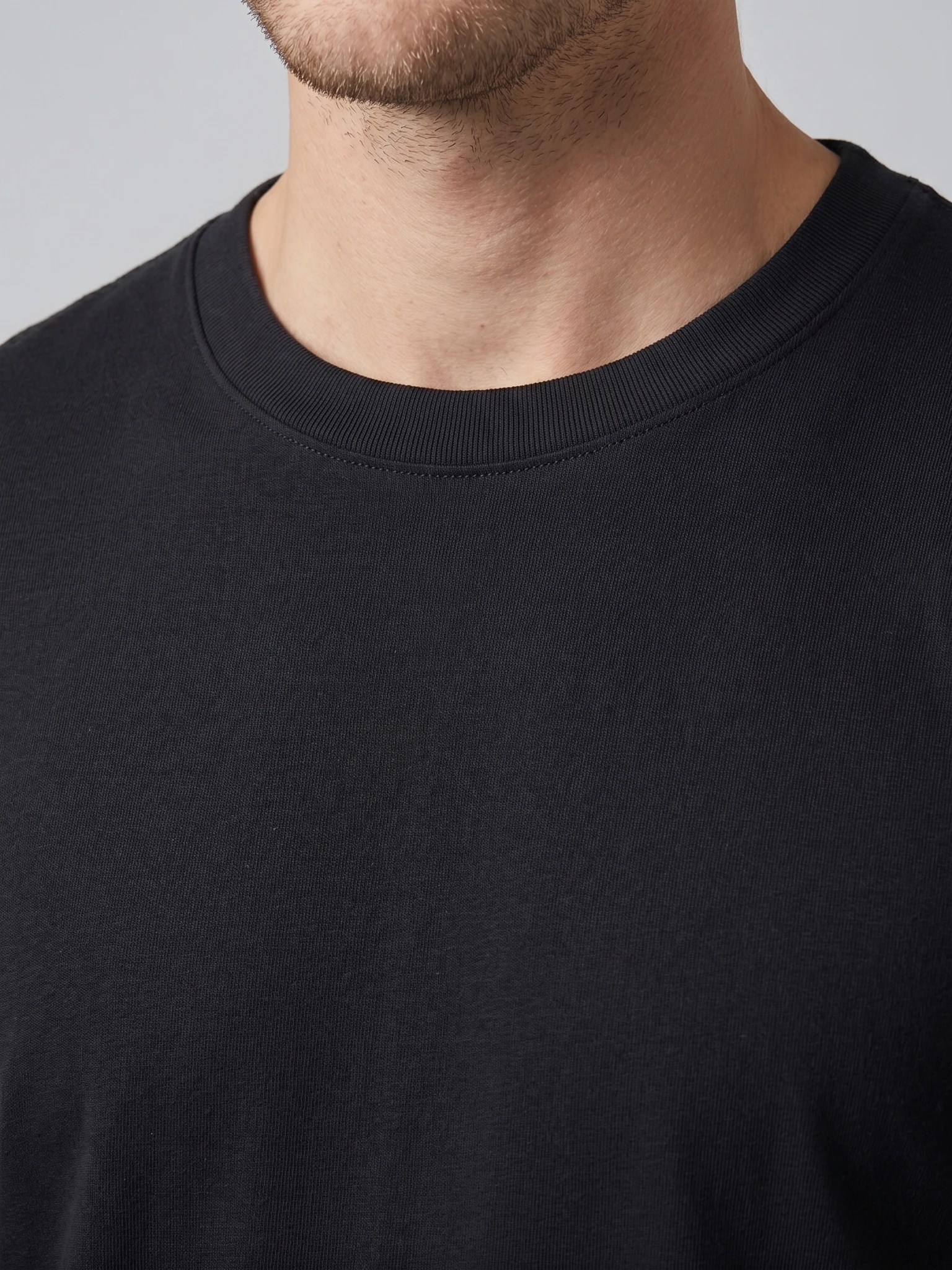 Essential Cotton Crewneck T-Shirt (Jet Black) thumb 4