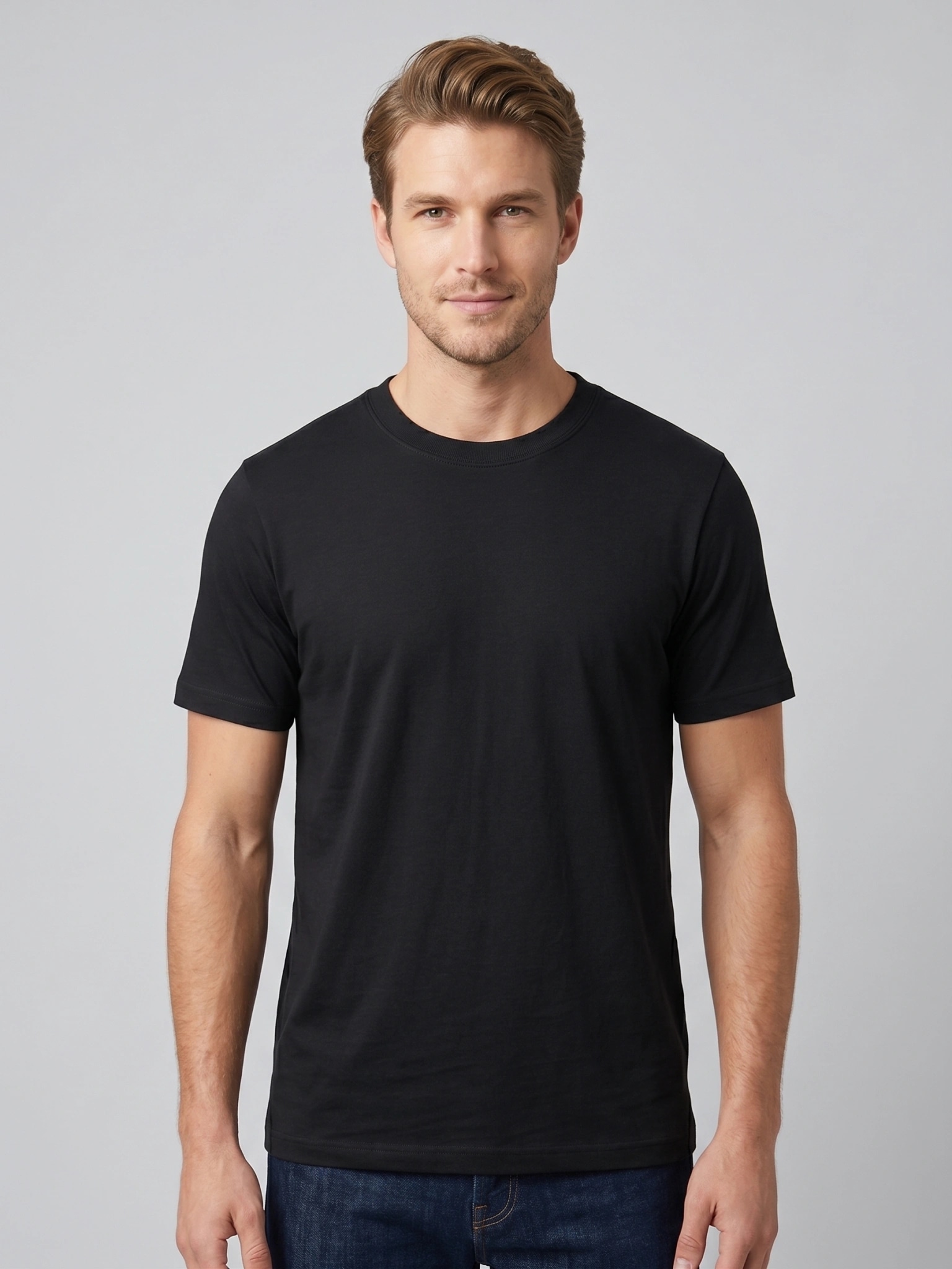 Essential Cotton Crewneck T-Shirt (Jet Black)