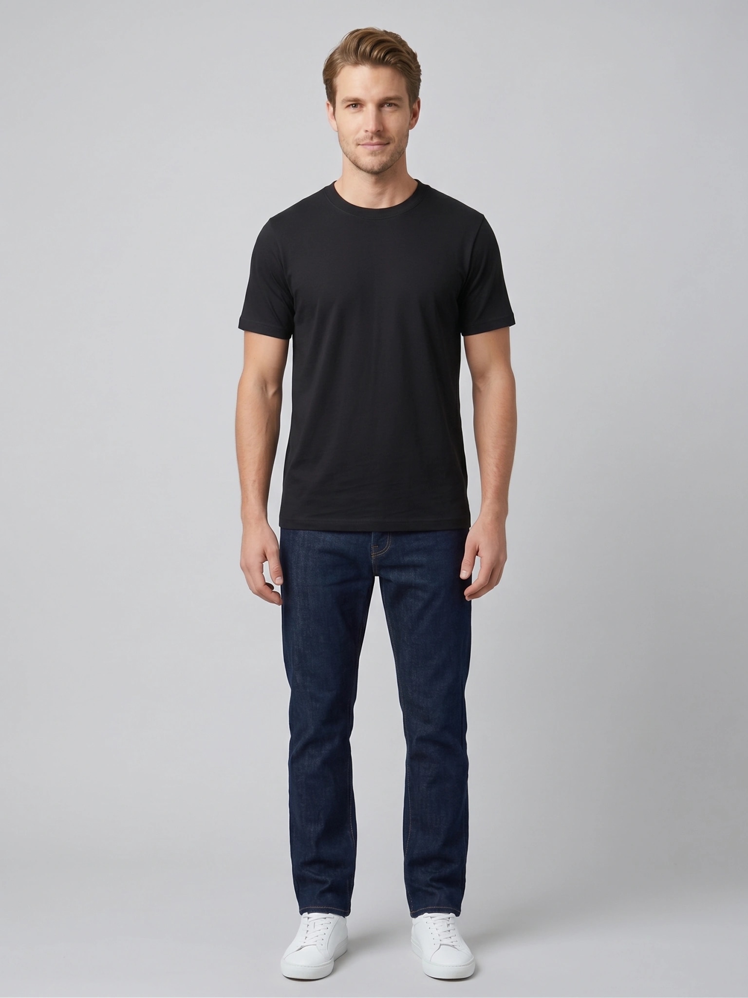 Essential Cotton Crewneck T-Shirt (Jet Black) thumb 2