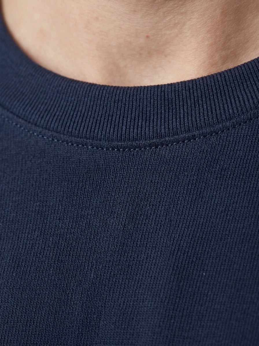 Essential Cotton Crewneck T-Shirt (Navy Blue) thumb 4