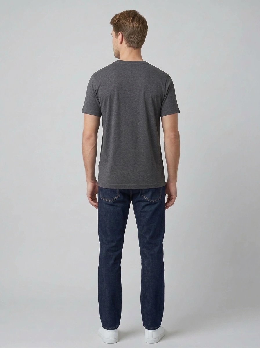 Essential Cotton Crewneck T-Shirt (Charcoal Grey) thumb 3