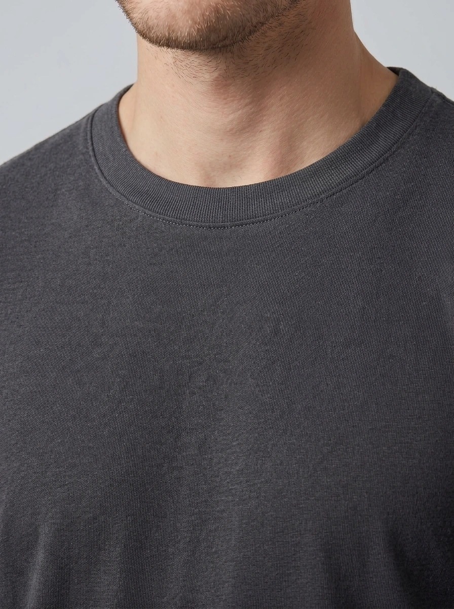 Essential Cotton Crewneck T-Shirt (Charcoal Grey) thumb 4