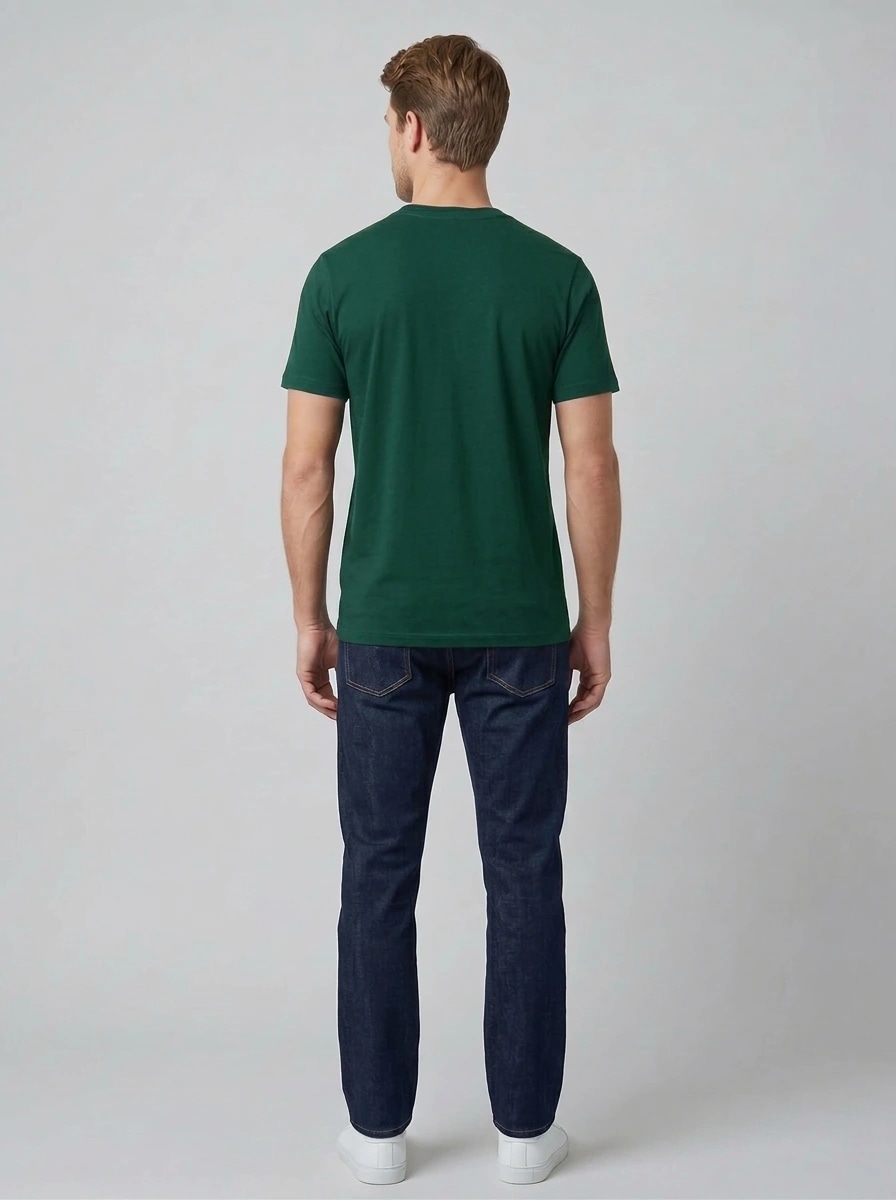 Essential Cotton Crewneck T-Shirt (Dark Green) thumb 3